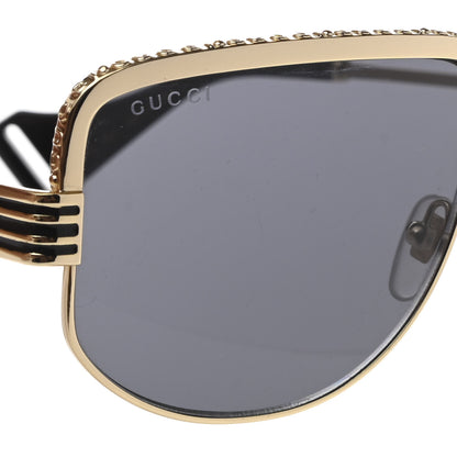 Gucci Squared Aviator Sunglasses GG0585S Gold Grey 8 of 10
