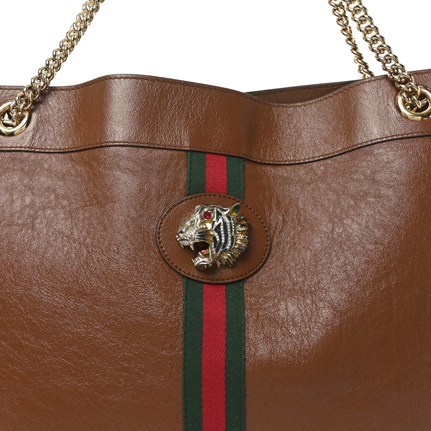 Gucci Calfskin Large Rajah Chain Tote Cuir 9 of 12