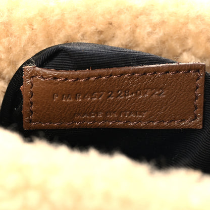 Saint Laurent Suede Calfskin Shearling Le 5 A 7 Hobo Dark Cigar Natural Beige 7 of 11