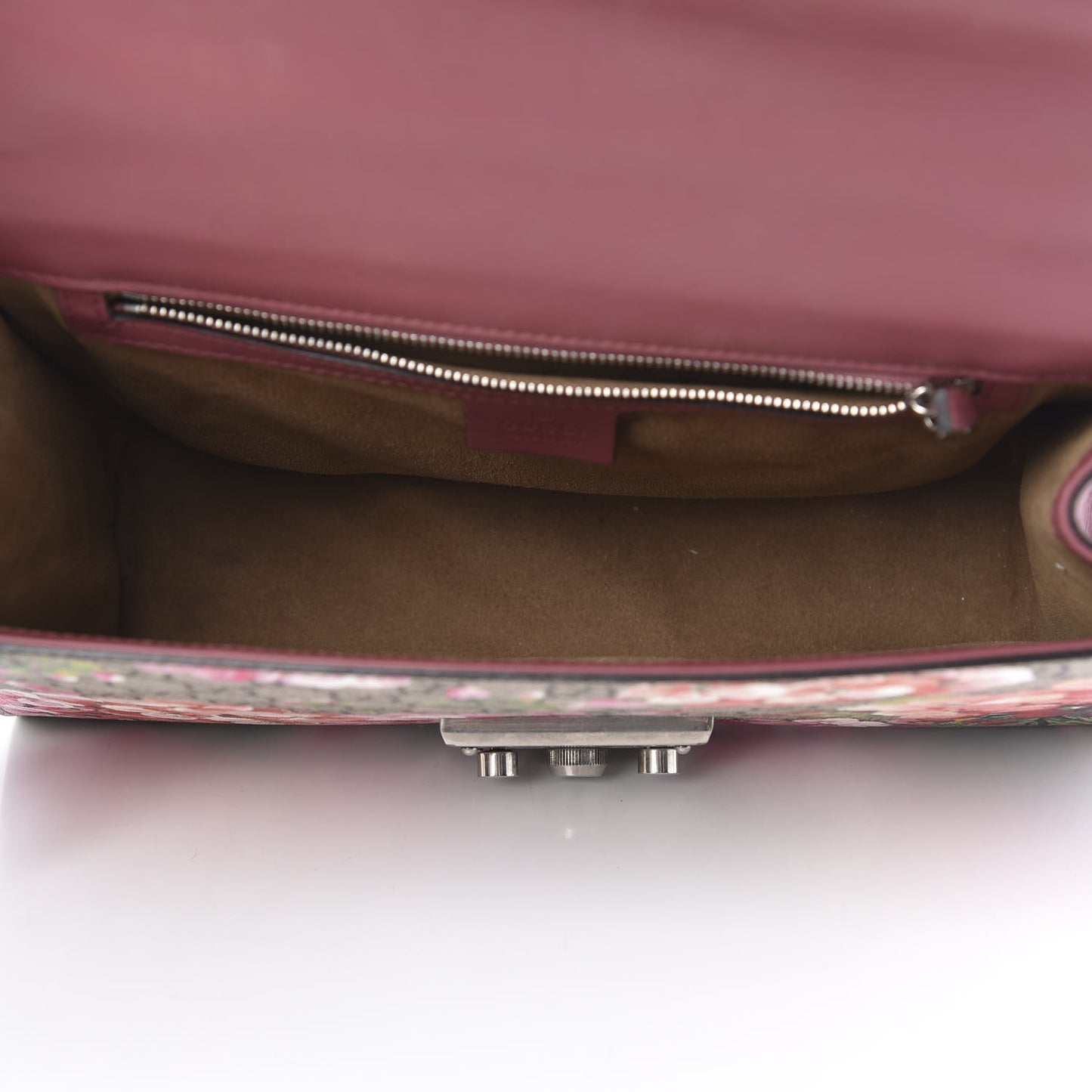 GG Supreme Monogram Blooms Medium Padlock Shoulder Bag Beige Multicolor Dry Rose