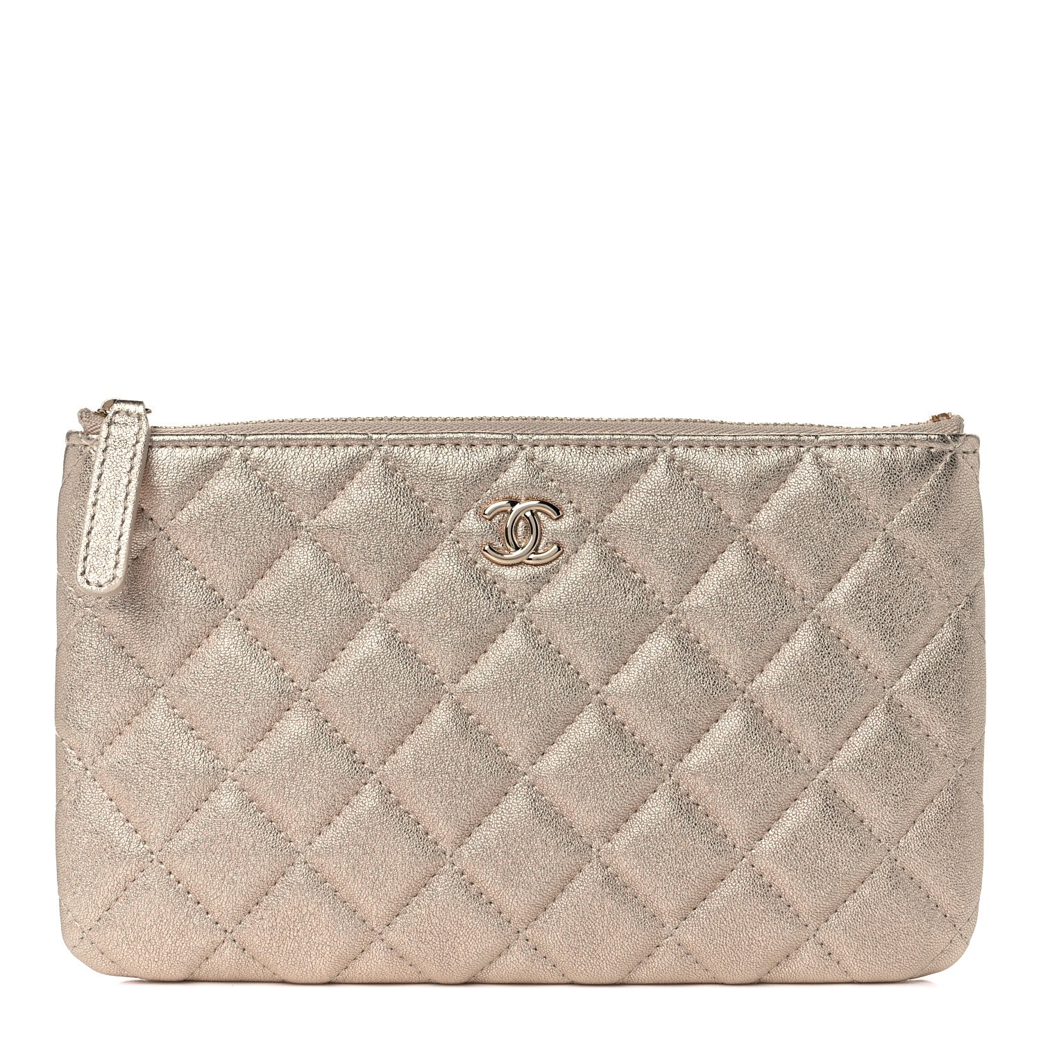 Chanel Metallic Lambskin Quilted Cosmetic Case Gold 1 of 8
