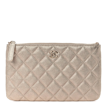 Chanel Metallic Lambskin Quilted Cosmetic Case Gold 1 of 8