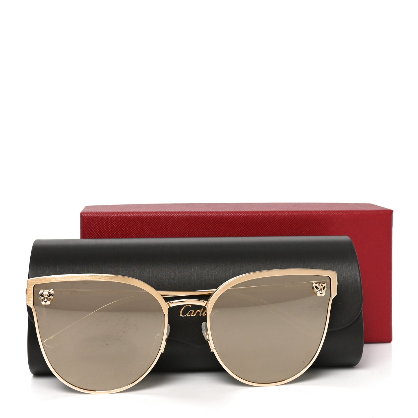 Panthere De Cartier Cat Eye Sunglasses Gold