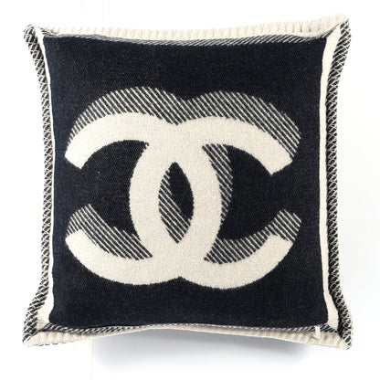 Chanel Merino Wool Cashmere CC Pillow Beige Black 1 of 3