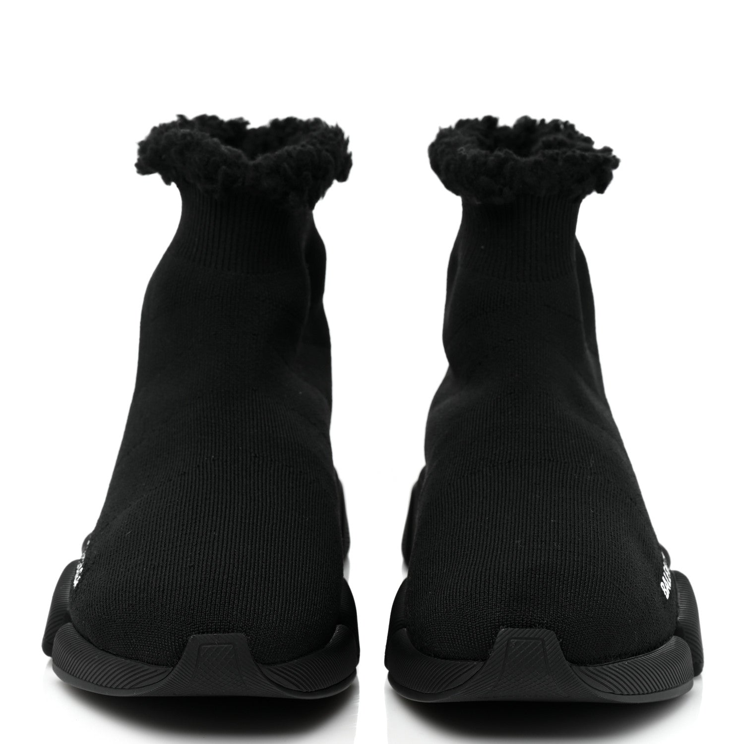 Balenciaga Technical 3D Recycled Knit Fake Fur Womens Speed 2.0 Sneakers 37 Monocolor Black 2 of 8