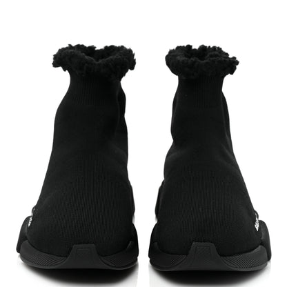 Balenciaga Technical 3D Recycled Knit Fake Fur Womens Speed 2.0 Sneakers 37 Monocolor Black 2 of 8