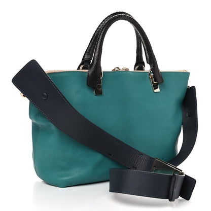 Chloe Smooth Calfskin Snakeskin Medium Baylee Tote Blue 2 of 4