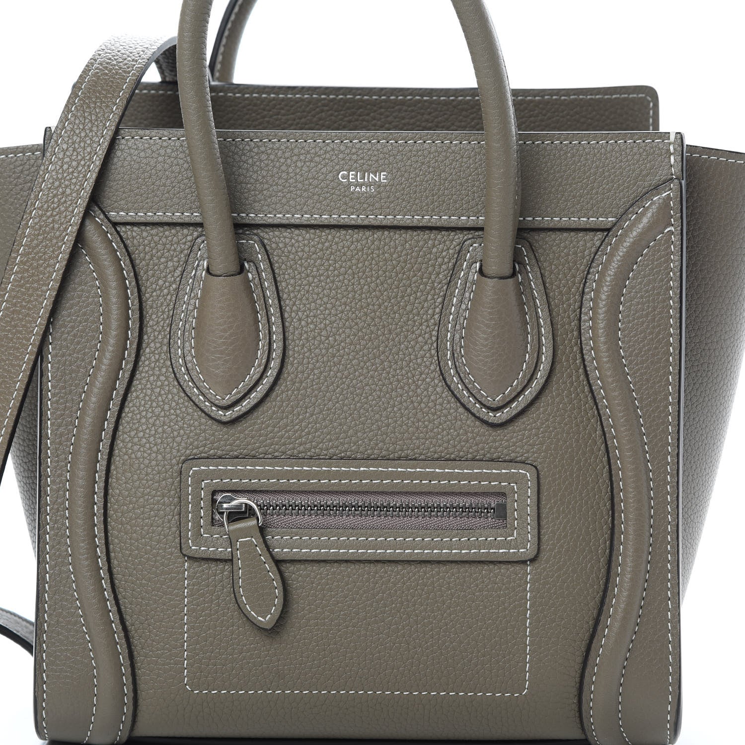 Celine Drummed Calfskin Nano Luggage Souris 9 of 11