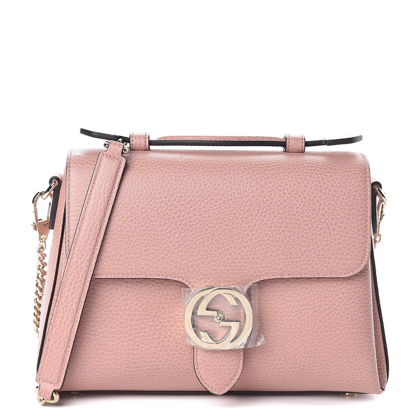 Dollar Calfskin Interlocking G Top Handle Shoulder Bag Soft Pink
