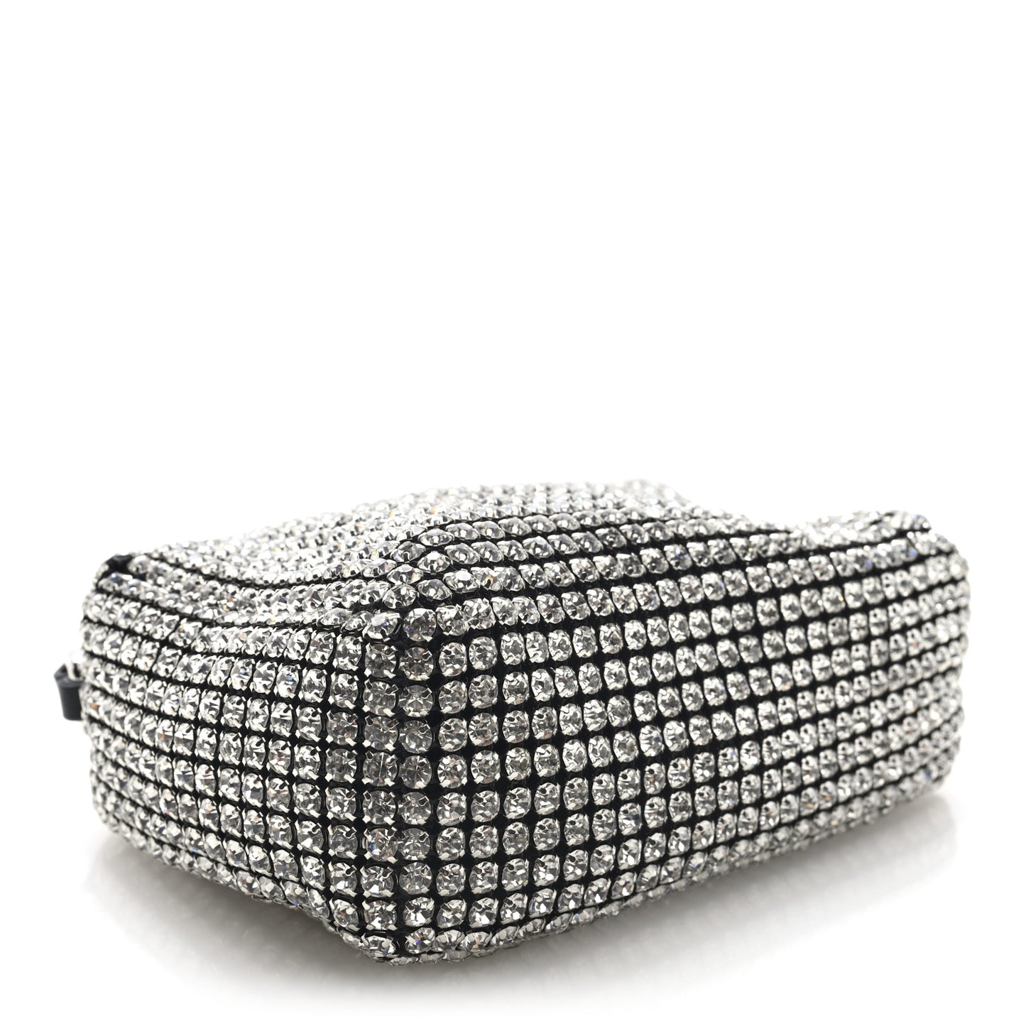 Mesh Crystal Rhinestone Medium Heiress Pouch Black Silver