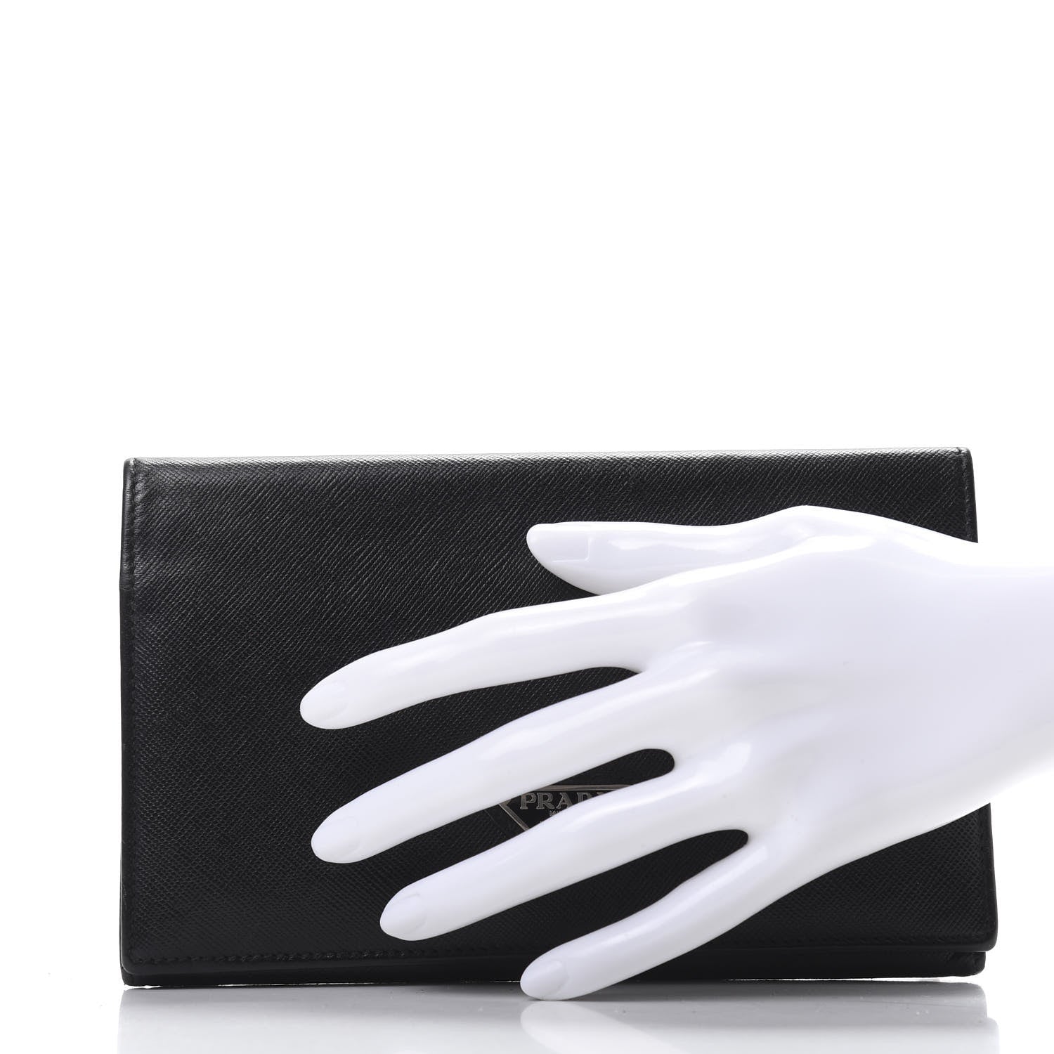 Prada Saffiano Triangle Flap Wallet Black 2 of 7