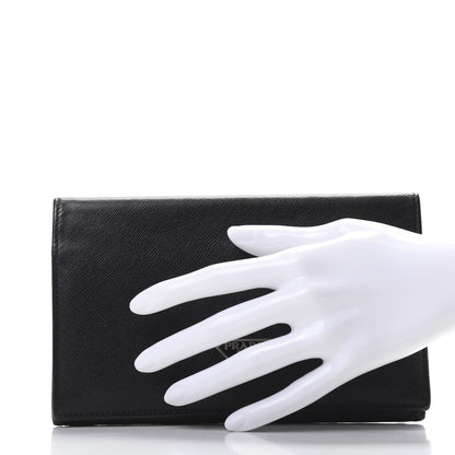 Prada Saffiano Triangle Flap Wallet Black 2 of 7