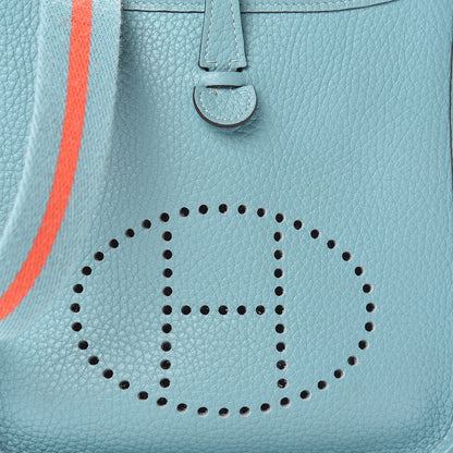 Hermes Taurillon Clemence Evelyne TPM Bleu Saint Cyr Orange Poppy 12 of 18
