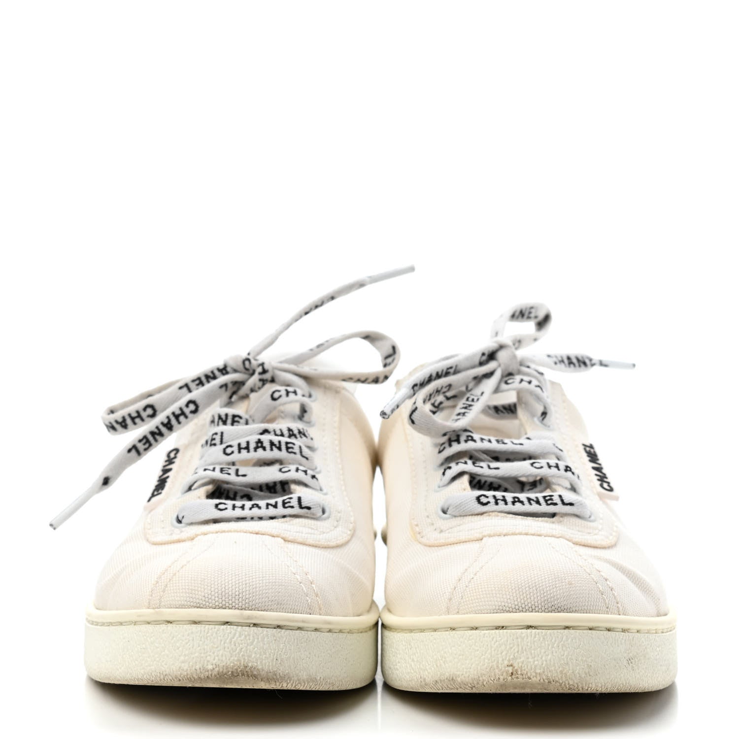 Chanel Canvas Womens Sneakers 37 Ivory 2 of 4