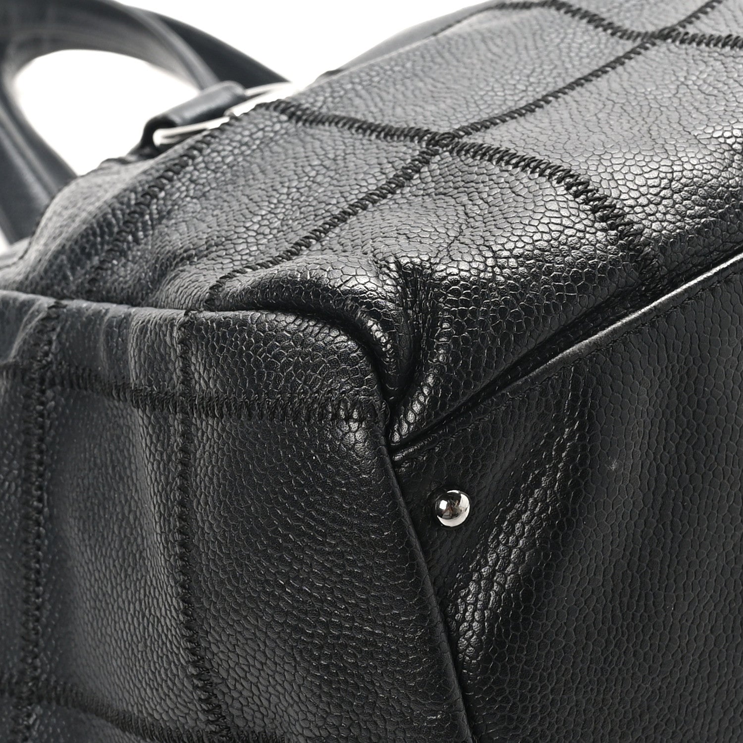 Chanel Caviar Square Stitched Bowler Black 9 of 12