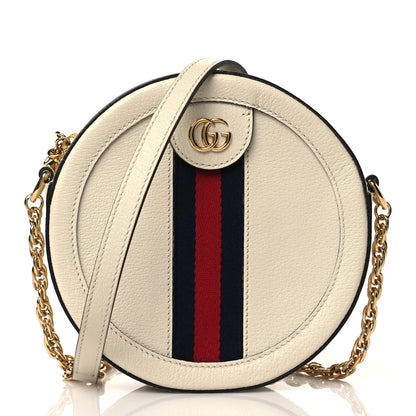 Gucci Textured Calfskin Web Mini Ophidia Round Shoulder Bag Mystic White 1 of 10