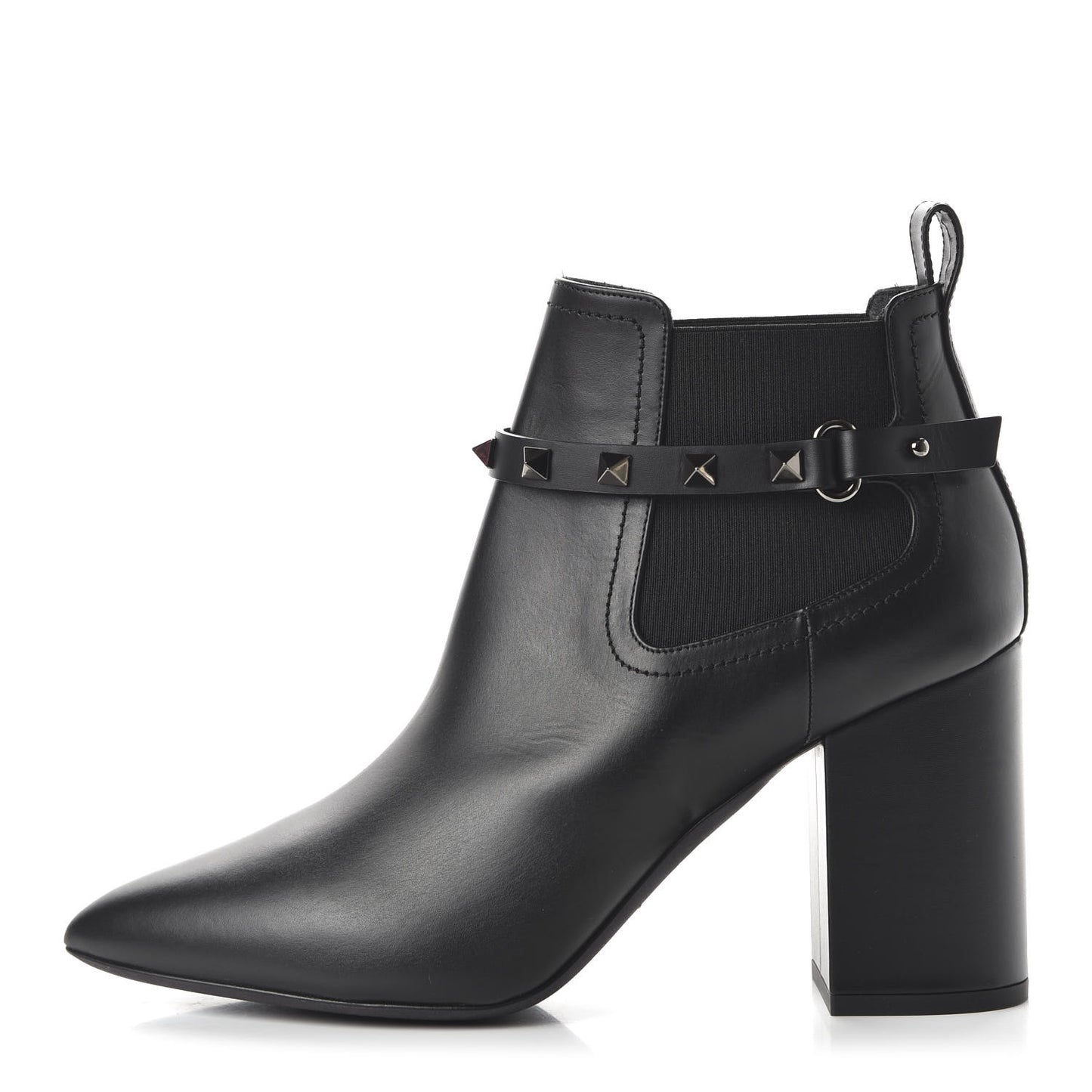 Calfskin Rockstud Chelsea 85mm Ankle Boots 39 Black