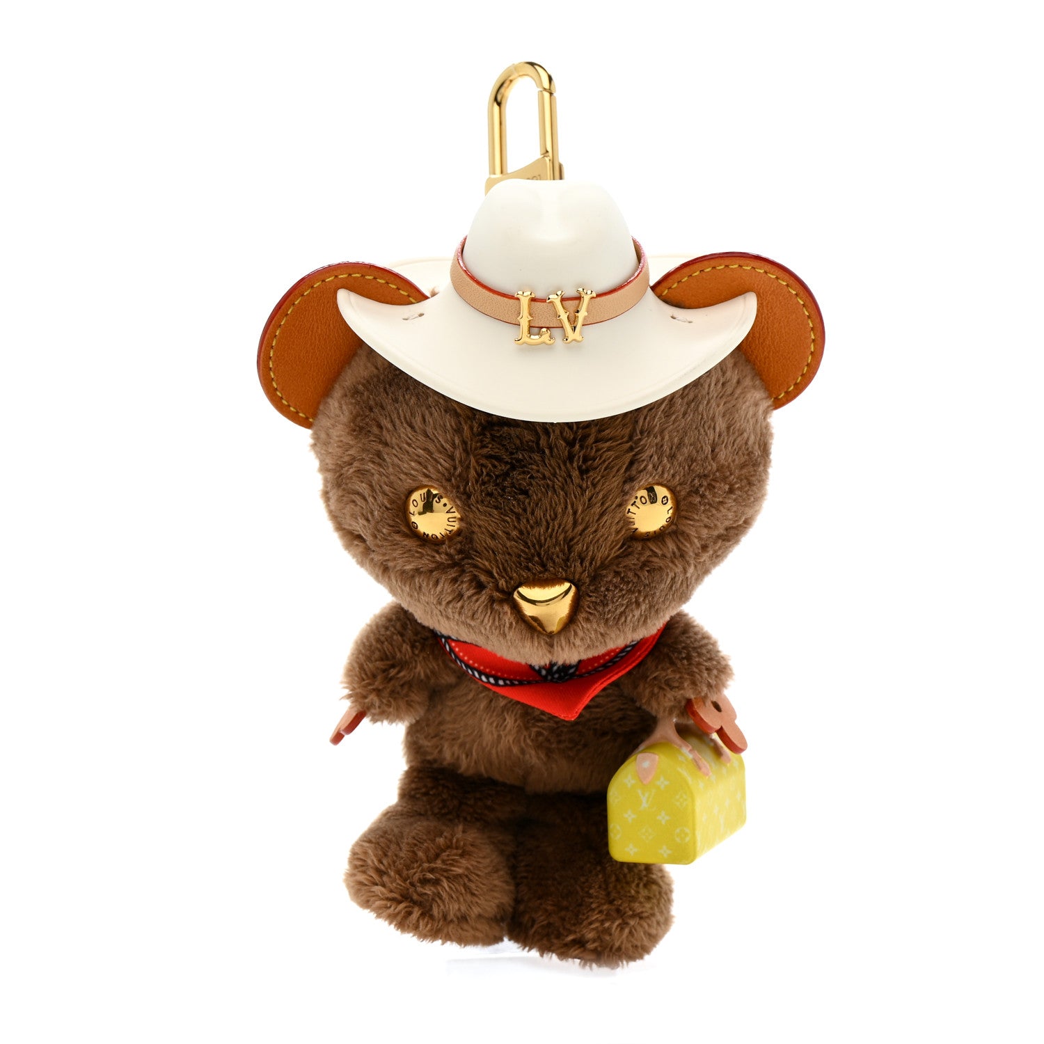 Louis Vuitton Faux Fur LV Louis Bear Western Bag Charm Key Holder Red 1 of 5