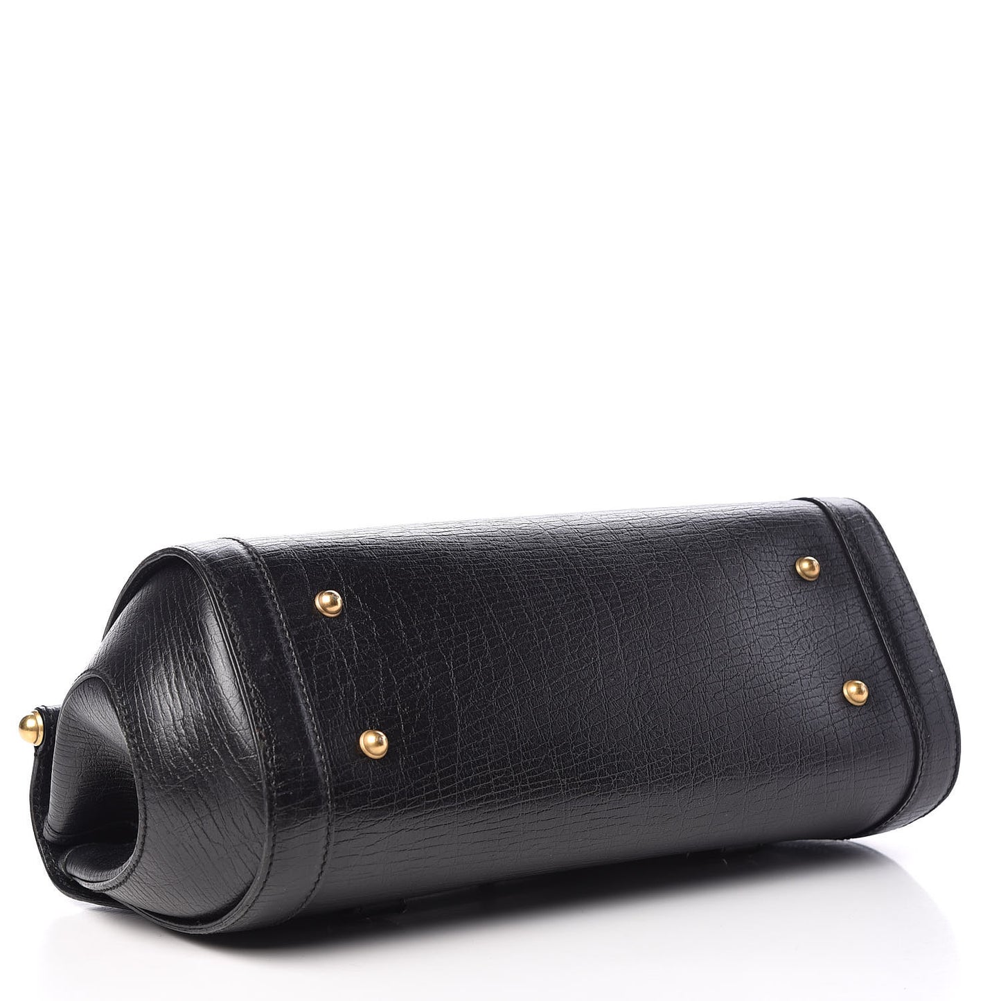 Calfskin Bamboo Bullet Satchel Black