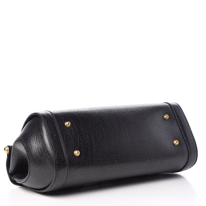 Gucci Calfskin Bamboo Bullet Satchel Black 4 of 11