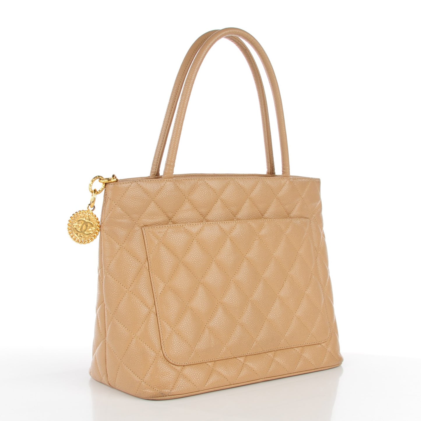 Caviar Quilted Medallion Tote Beige