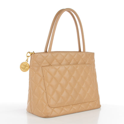 Chanel Caviar Quilted Medallion Tote Beige 3 of 11