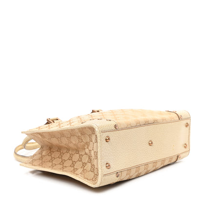 Gucci Canvas GG Monogram Calfskin Top Handle Bag White 4 of 13