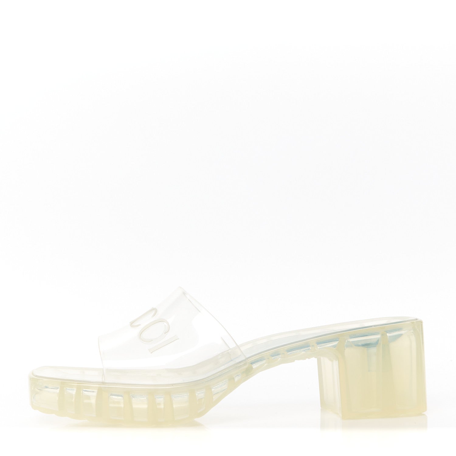 Gucci Rubber Gucci Logo Womens Platform 20/60mm Slide Sandals 39 Transparent 1 of 8