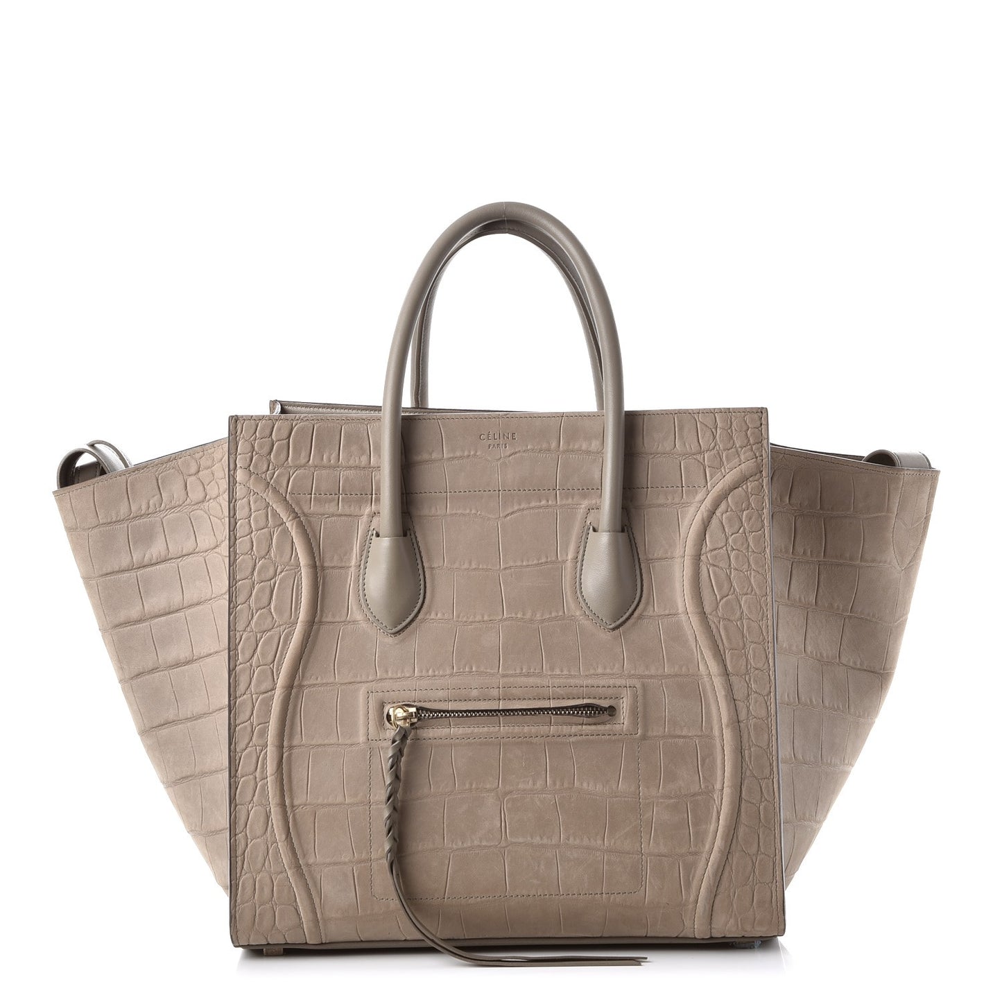 Crocodile Embossed Nubuck Medium Phantom Luggage Beige