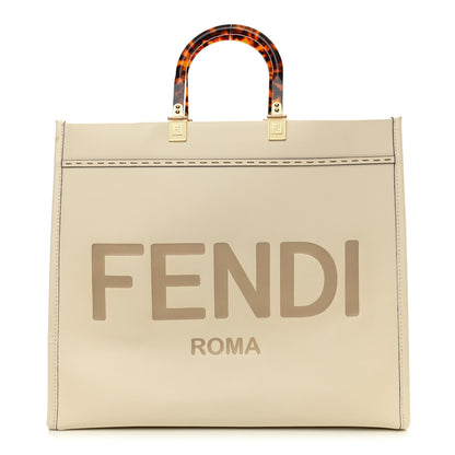 Fendi Vitello King Plexiglass Logo Embossed Large Fendi Sunshine Shopper Tote White Ice 1 of 11