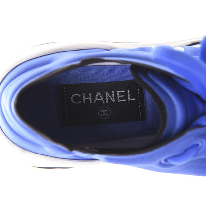 Chanel Calfskin Mesh Lyrca Womens Logo Sneakers 36.5 Blue 6 of 7