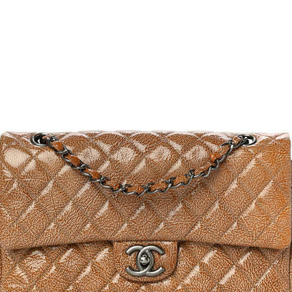 Chanel Crinkled Patent Quilted Medium Double Flap Brown 19 of 19