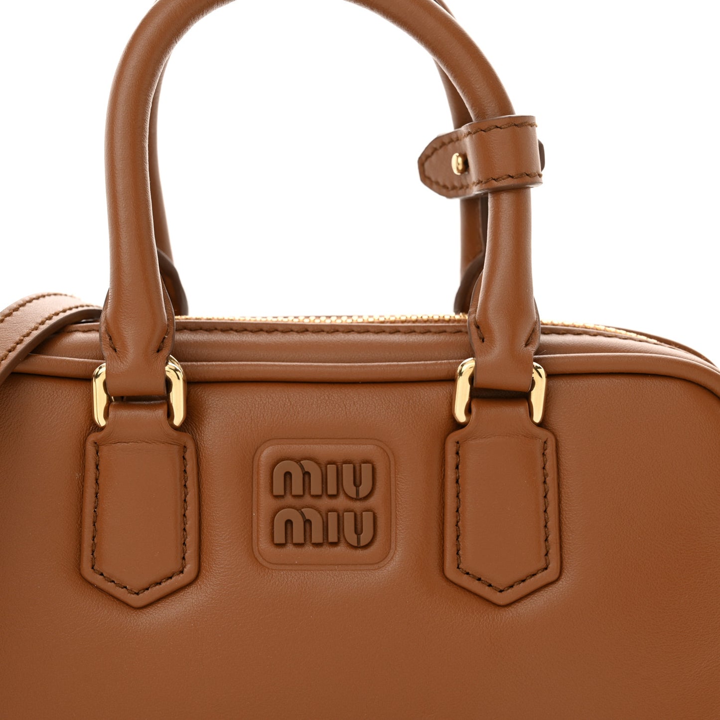 Calfskin Mini Arcadie Top Handle Bag Cognac