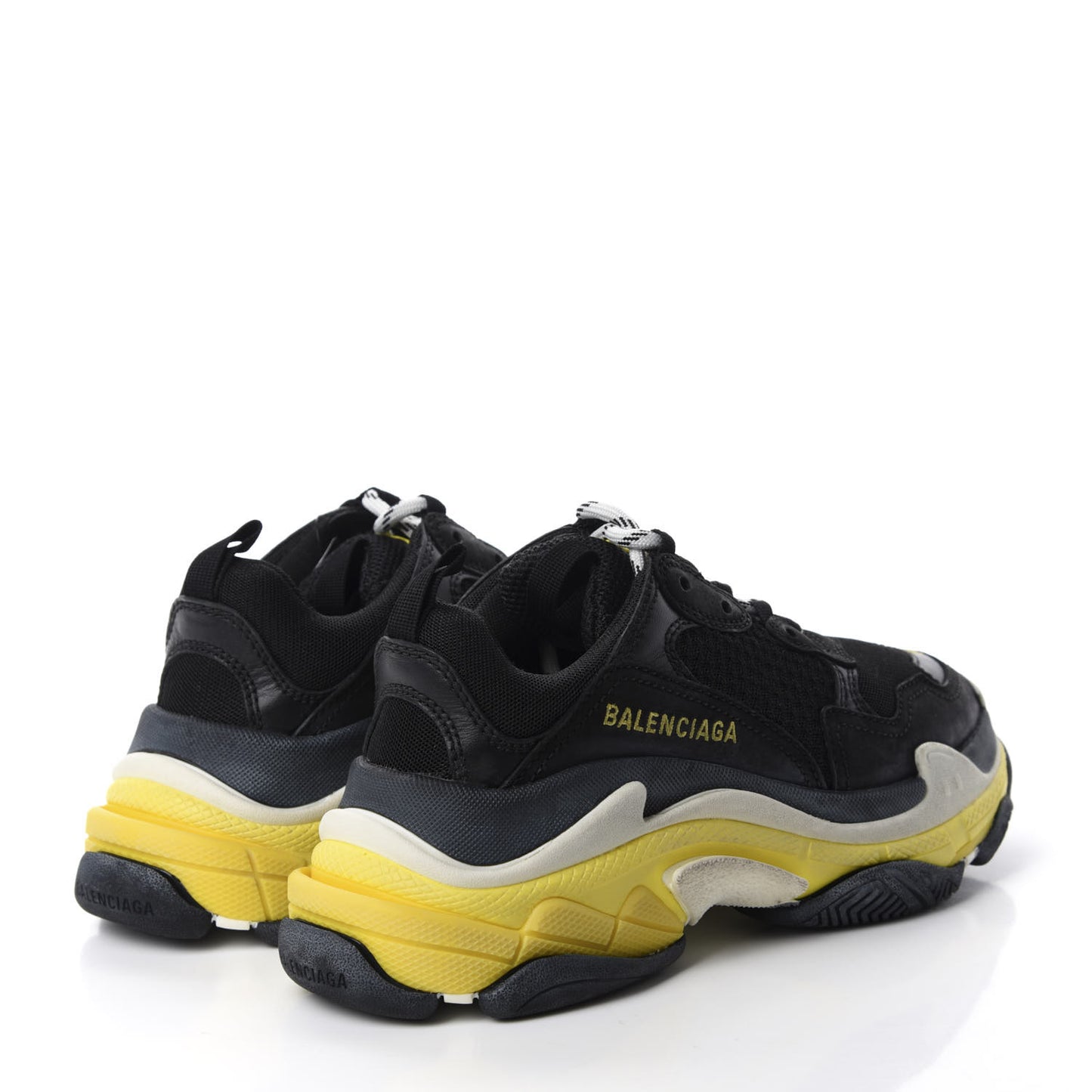 Fabric Mesh Womens Triple S Sneakers 35 Black Yellow
