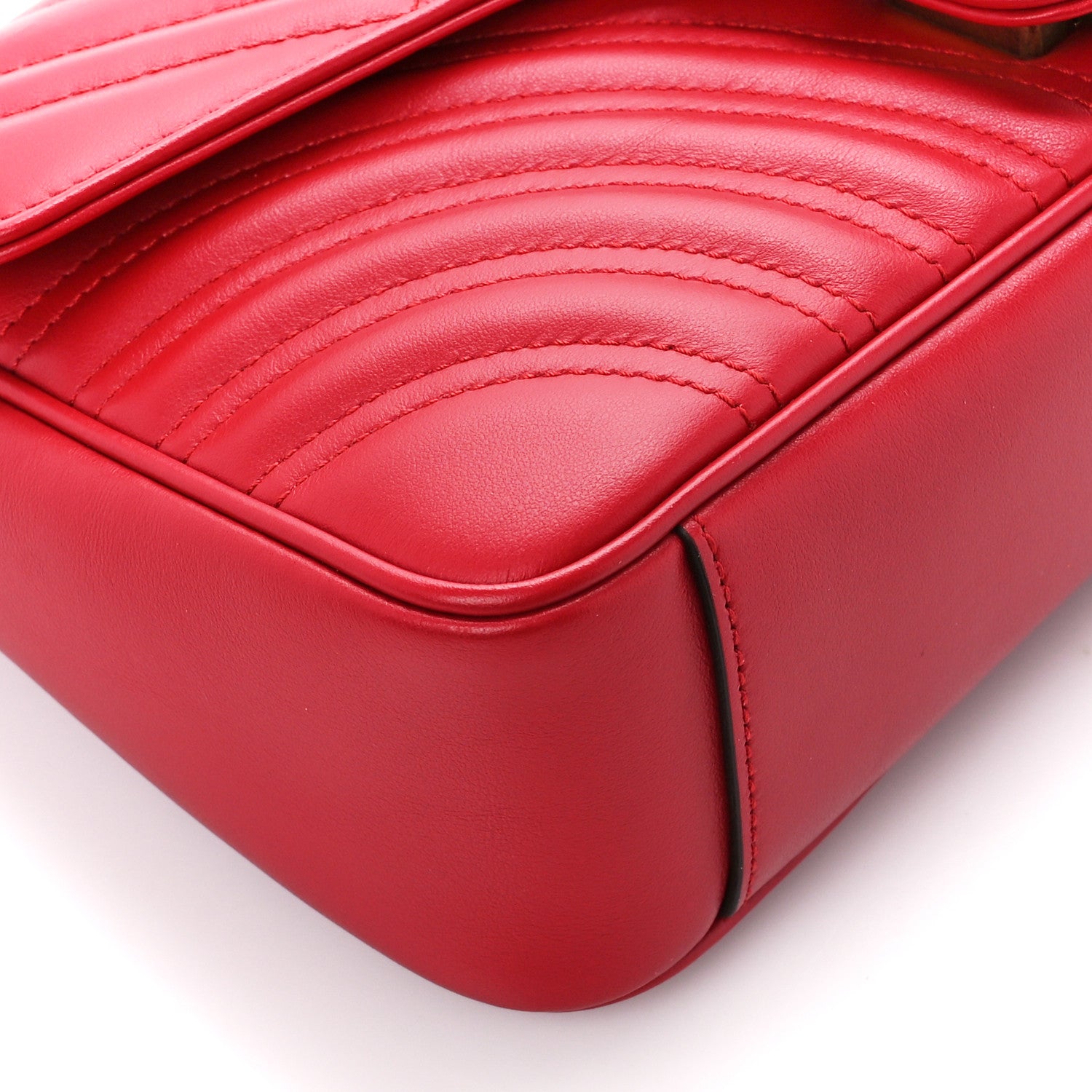 Gucci Calfskin Matelasse Small GG Marmont Shoulder Bag Hibiscus Red 10 of 11