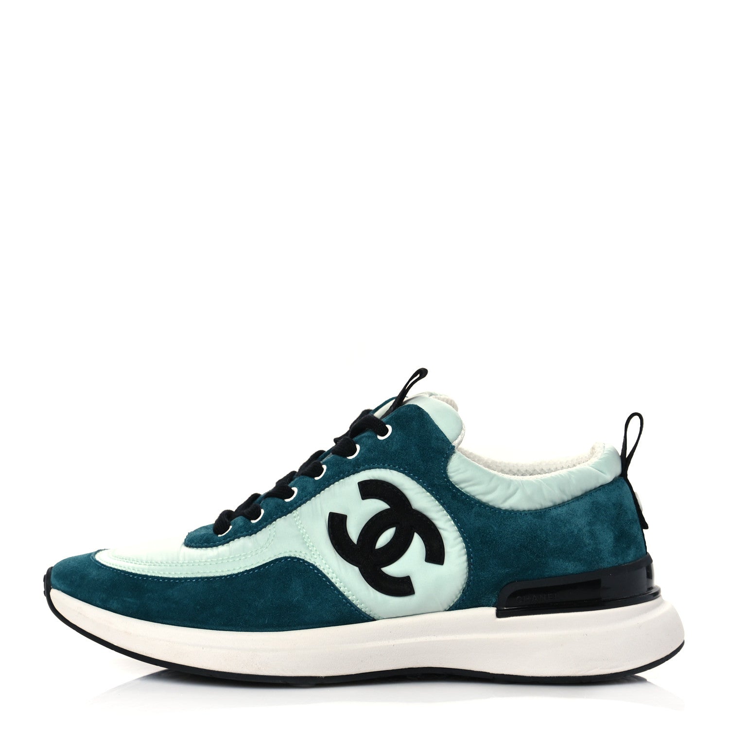 Chanel Nylon Suede Calfskin CC Sneakers 39 Green Light Green 1 of 7
