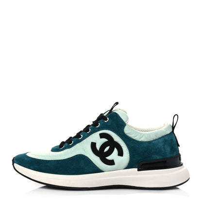 Chanel Nylon Suede Calfskin CC Sneakers 39 Green Light Green 1 of 7