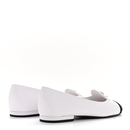Chanel Calfskin Grosgrain Cap Toe CC Moccasin Loafers 40 White Black 9 of 22
