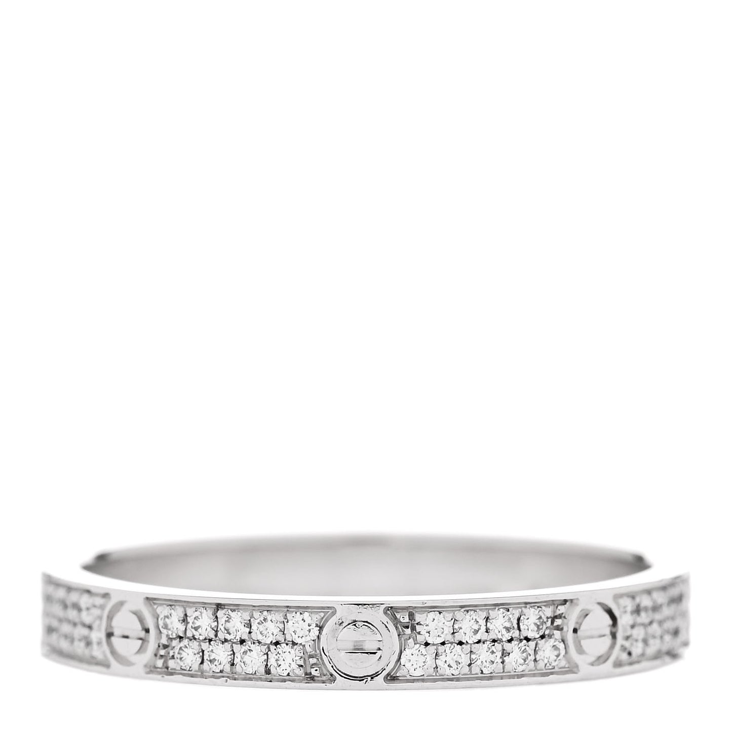 18K White Gold Diamond 2.6mm LOVE Paved Band Ring 52 6