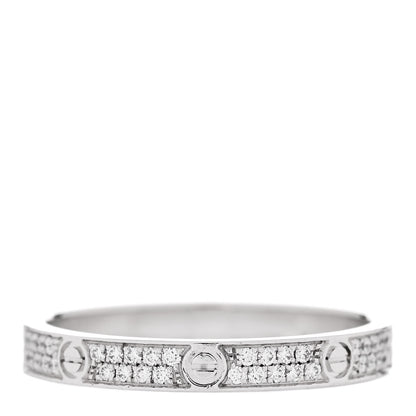 Cartier 18K White Gold Diamond 2.6mm LOVE Paved Band Ring 52 6 3 of 6