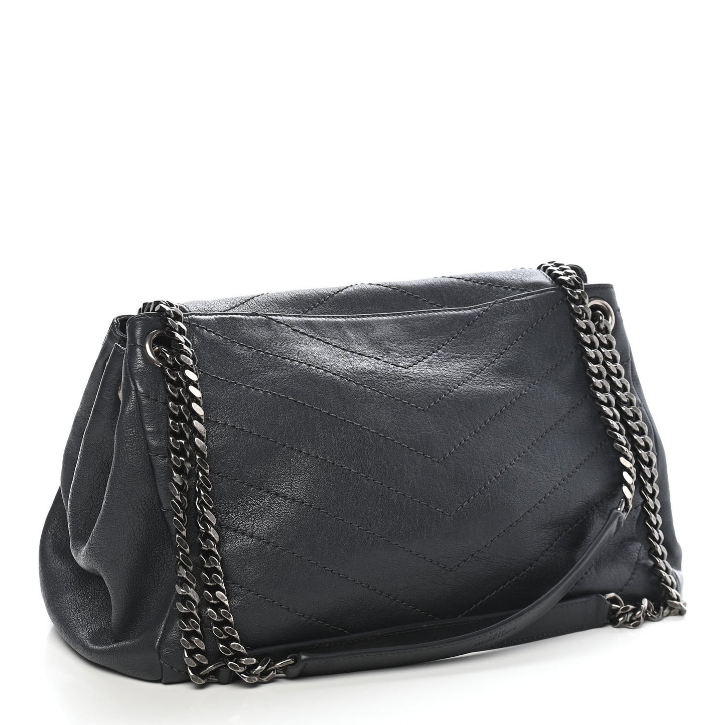 Vintage Lambskin Chevron Monogram Medium Nolita Dark Smog