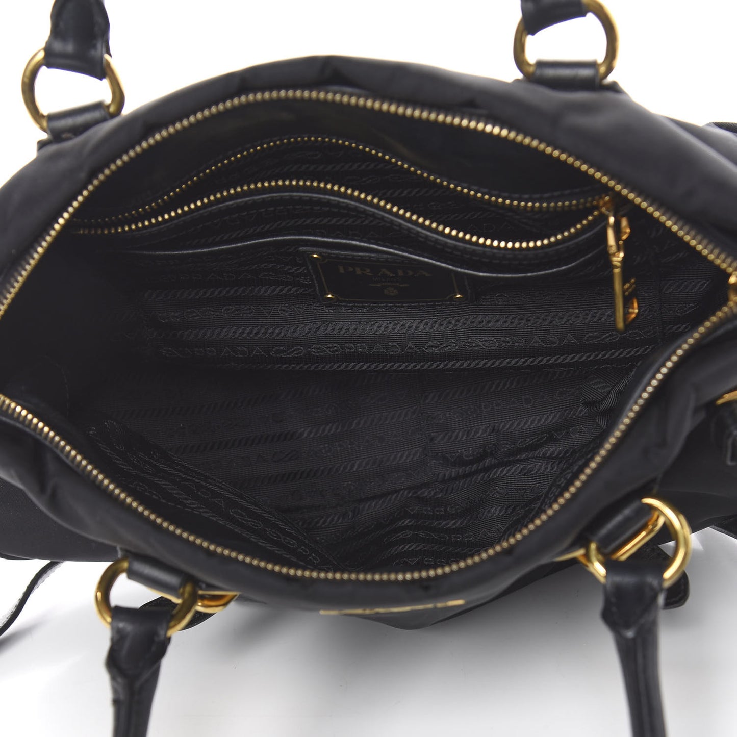 Tessuto Nylon Soft Calfskin Shopping Satchel Black