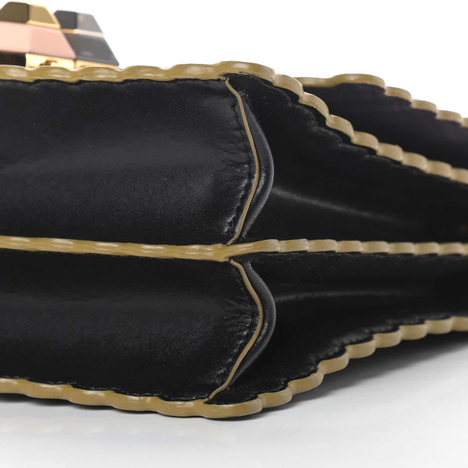 Fendi Vitello Liberty Scalloped Studded Small Kan I Shoulder Bag Black 9 of 9