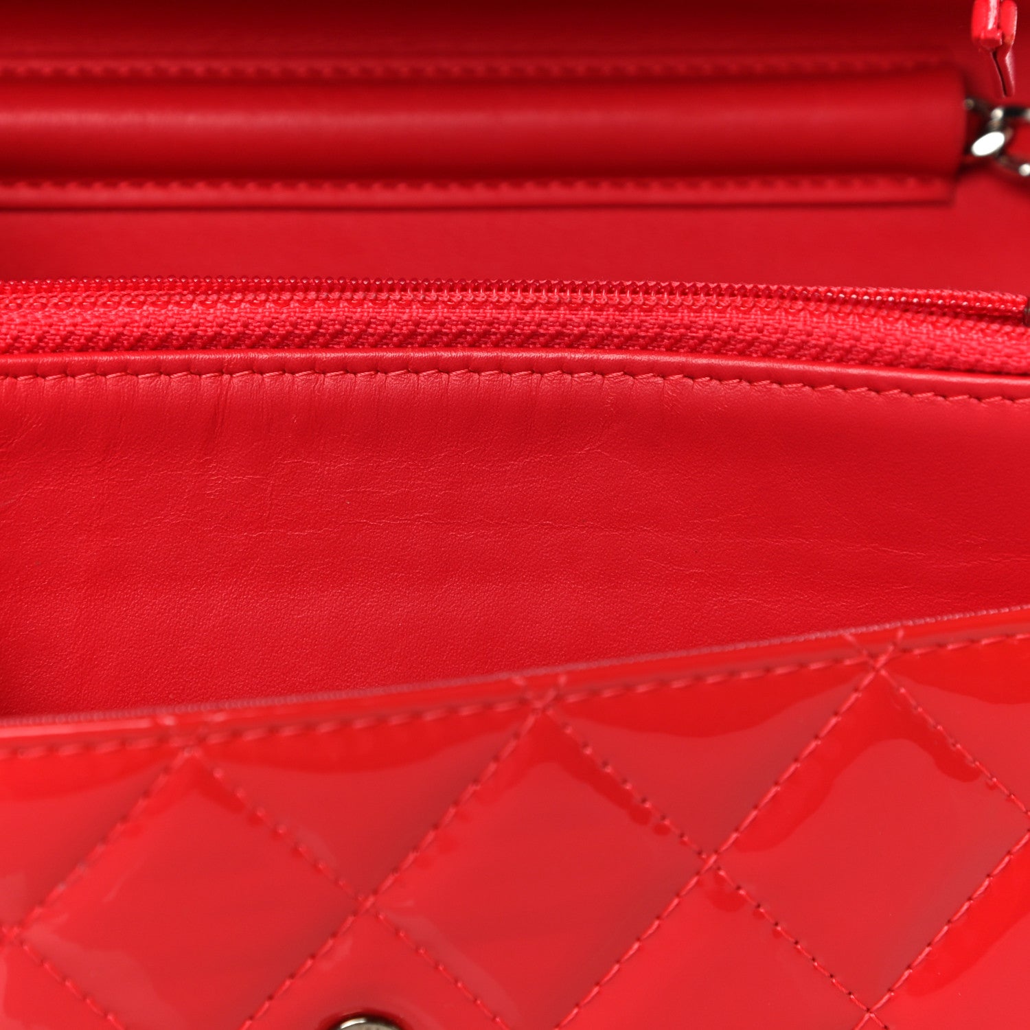 Chanel Patent Quilted Wallet On Chain WOC Red 16 of 17