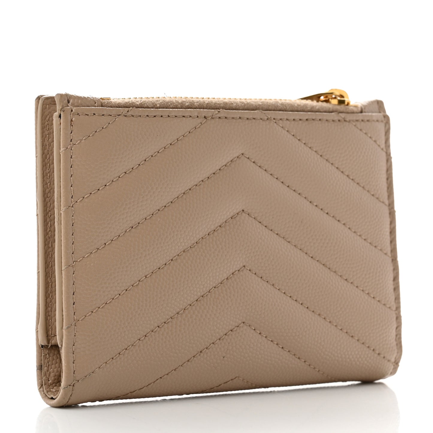 Grain De Poudre Matelasse Chevron Monogram Zipped Card Case Nude Powder