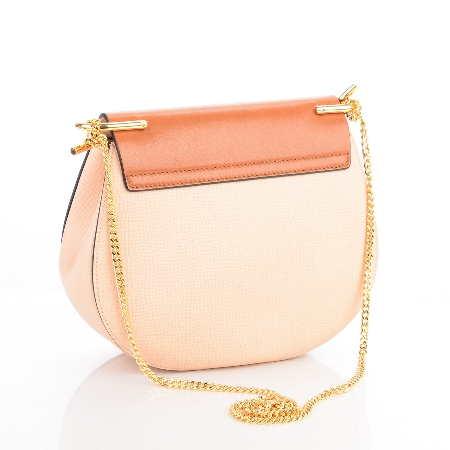 Grained Calfskin Lambskin Drew Shoulder Bag Powder Beige Caramel