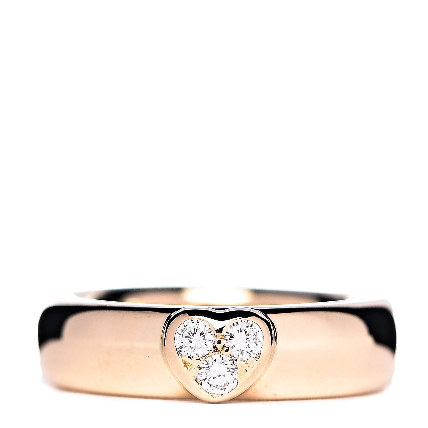 Tiffany 18K Yellow Gold Diamond Heart Band Ring 47 4.25 1 of 5