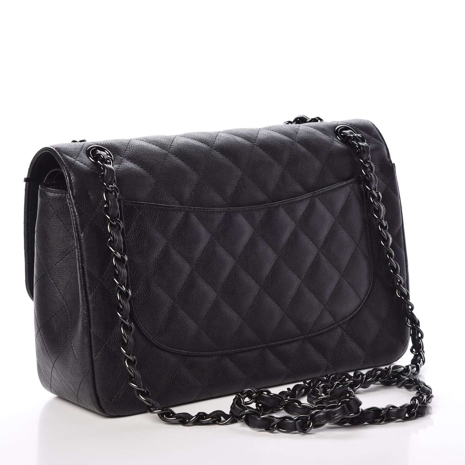 Chanel Crumpled Calfskin Quilted Jumbo Double Flap So Black 3 of 10