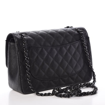 Chanel Crumpled Calfskin Quilted Jumbo Double Flap So Black 3 of 10