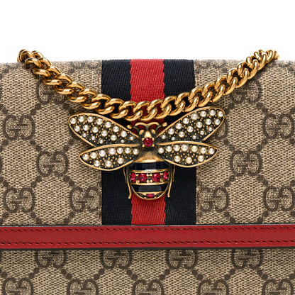 Gucci GG Supreme Monogram Web Queen Margaret Chain Wallet Red 7 of 11